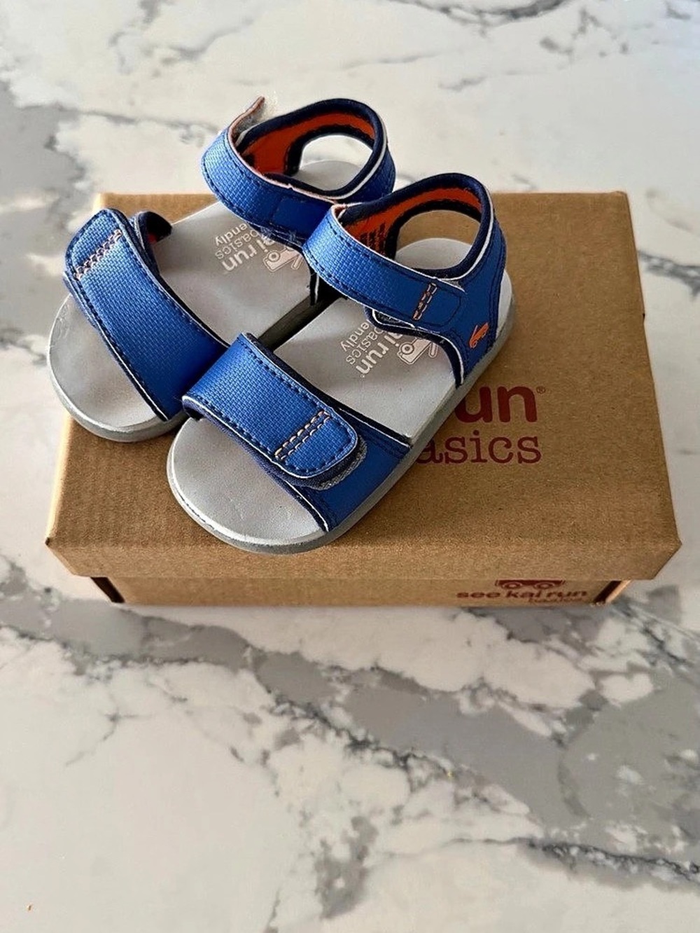 See Kai Run Basics Toddler Water-Friendly Sandal Blue & Gray Logan US 4